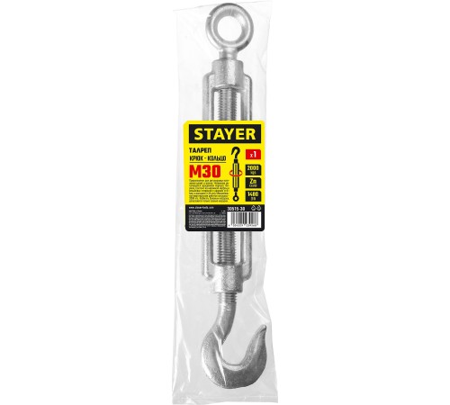 STAYER М30, 1 шт., талреп DIN 1480, крюк-кольцо 30515-30 Master STAYER М30, 1 шт., талреп DIN 1480, крюк-кольцо 30515-30 Master