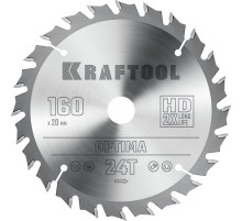 KRAFTOOL Optima, 160 х 20 мм, 24Т, пильный диск по дереву (36951-160-20)