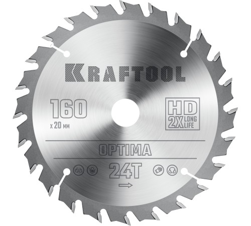 KRAFTOOL Optima, 160 х 20 мм, 24Т, пильный диск по дереву (36951-160-20) KRAFTOOL Optima, 160 х 20 мм, 24Т, пильный диск по дереву (36951-160-20)