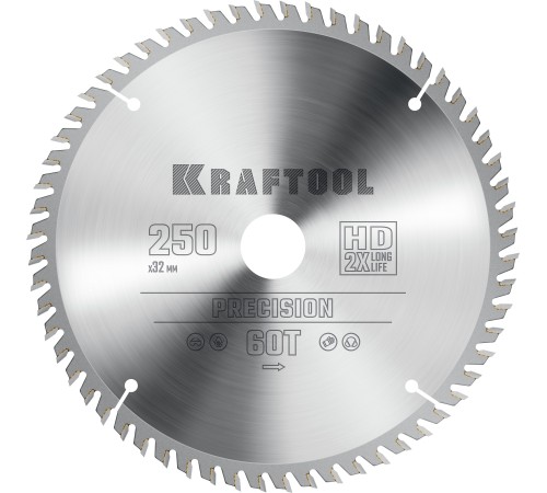 KRAFTOOL Precision, 250 х 32 мм, 60Т, пильный диск по дереву (36952-250-32)