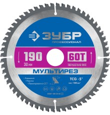ЗУБР Мультирез, 190 x 30 мм, 60Т, пильный диск по алюминию, Профессионал (36907-190-30-60)