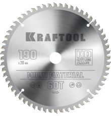 KRAFTOOL Multi Material, 190 х 20 мм, 60Т, пильный диск по алюминию (36953-190-20)
