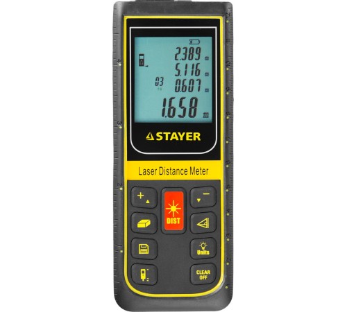 STAYER дальность 100 м, точность 2 мм, лазерный дальномер 34959 STAYER дальность 100 м, точность 2 мм, лазерный дальномер 34959