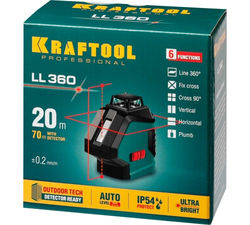 KRAFTOOL линейный лазерный нивелир LL360 34645 Professional KRAFTOOL линейный лазерный нивелир LL360 34645 Professional