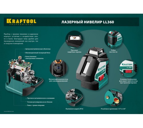KRAFTOOL линейный лазерный нивелир LL360 34645 Professional KRAFTOOL линейный лазерный нивелир LL360 34645 Professional