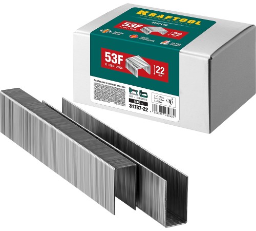 KRAFTOOL скобы тип 53F, 22 мм, скобы для степлера плоские 31787-22 KRAFTOOL скобы тип 53F, 22 мм, скобы для степлера плоские 31787-22