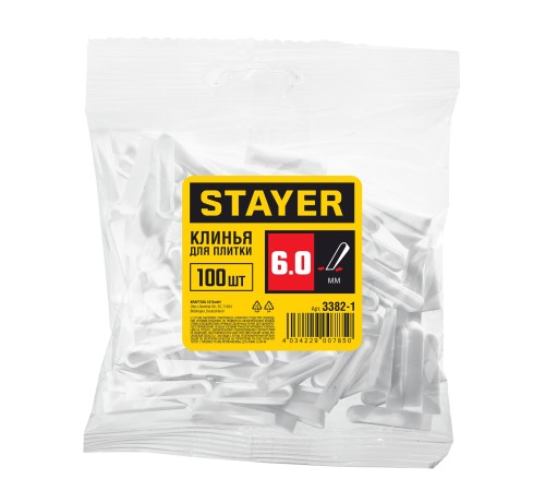 STAYER 6 мм, 100 шт., клинья для кафеля маленькие 3382-1 STAYER 6 мм, 100 шт., клинья для кафеля маленькие 3382-1