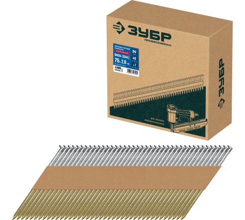 ЗУБР SN34 (D34) 75 х 2.8 мм, реечные гвозди рифленые оцинкованные, 4000 шт (305399-75) ЗУБР SN34 (D34) 75 х 2.8 мм, реечные гвозди рифленые оцинкованные, 4000 шт (305399-75)