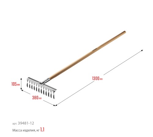 GRINDA 12 витых зубцов, грабли из нержавеющей стали PROLine 39481-12
