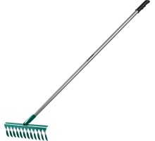 GRINDA PR-12T ALU, 380 х 95 х 1500 мм, 12 витых зубцов, углеродистая сталь, алюминиевый черенок, садовые грабли, PROLine (39585)