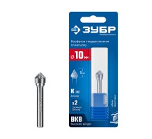ЗУБР 10х5 мм, тип K (зенкер с вершиной 90°), хв-к 6 мм, твердосплавная борфреза, ПРОФЕССИОНАЛ (28809-10-5)
