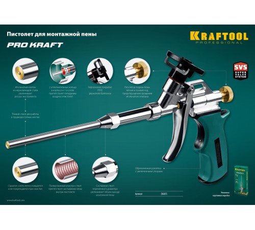 KRAFTOOL ProKraft, тефлоновый пистолет для монтажной пены (0685_z04) KRAFTOOL ProKraft, тефлоновый пистолет для монтажной пены (0685_z04)
