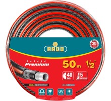 RACO PREMIUM, 1/2″, 50 м, 40 атм, пятислойный, усиленный двумя слоями армирования, поливочный шланг (40300-1/2-50)