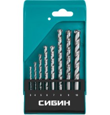 СИБИН 8 шт: d 3-4-5-6-7-8-9-10 мм, набор сверл по бетону (29112-H8) СИБИН 8 шт: d 3-4-5-6-7-8-9-10 мм, набор сверл по бетону (29112-H8)
