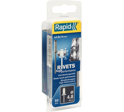 RAPID 4.8 х 14 мм, 50 шт, алюминиевая заклепка (5000389) RAPID 4.8 х 14 мм, 50 шт, алюминиевая заклепка (5000389)