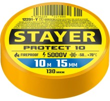 STAYER PROTECT-10, 15 мм х 10 м, 5 000 В, желтая, изолента ПВХ, Professional (12292-Y) STAYER PROTECT-10, 15 мм х 10 м, 5 000 В, желтая, изолента ПВХ, Professional (12292-Y)