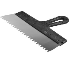 ЗУБР 300 мм, зуб 6 х 6 мм, пластиковая ручка, нержавеющий фасадный шпатель (10078-30-06)