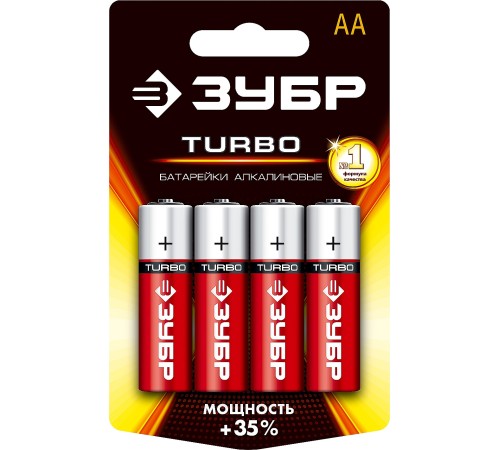 ЗУБР AA, 4 шт., батарейка щелочная Turbo 59213-4C_z01