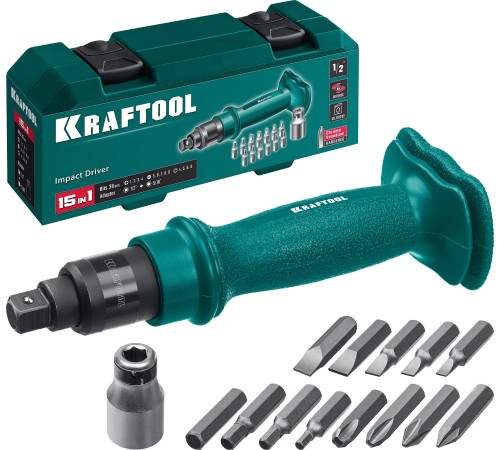 KRAFTOOL ID-15, 15 предм., ударно-поворотная отвертка (25550-Н10) KRAFTOOL ID-15, 15 предм., ударно-поворотная отвертка (25550-Н10)