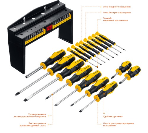 STAYER 37 шт, набор отверток реверсивных 25312-H37