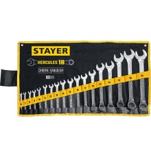 STAYER HERCULES, 18 шт, 6 - 32 мм, набор комбинированных гаечных ключей, Professional (27081-H18) STAYER HERCULES, 18 шт, 6 - 32 мм, набор комбинированных гаечных ключей, Professional (27081-H18)