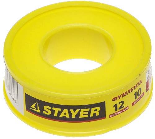 STAYER толщина 0,075 мм, плотность 0,40 г/см3, ширина 12 мм, фум лента 12360-12-040 STAYER толщина 0,075 мм, плотность 0,40 г/см3, ширина 12 мм, фум лента 12360-12-040