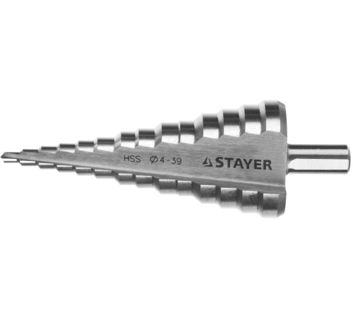 STAYER 4-39 мм, 14 ступеней, HSS, сверло ступенчатое 29660-4-39-14 STAYER 4-39 мм, 14 ступеней, HSS, сверло ступенчатое 29660-4-39-14