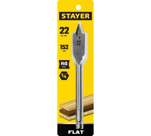 STAYER FLAT 22x152мм, сверло по дереву перовое 2950-22_z01 Master STAYER FLAT 22x152мм, сверло по дереву перовое 2950-22_z01 Master