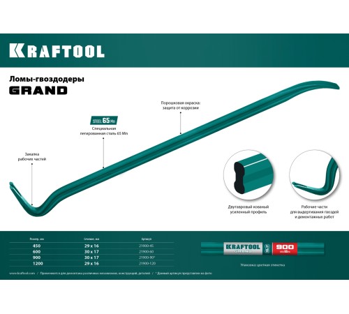 KRAFTOOL 1200 мм, 17х30 мм, кованый двутавровый лом-гвоздодер Grand 21900-120 KRAFTOOL 1200 мм, 17х30 мм, кованый двутавровый лом-гвоздодер Grand 21900-120