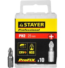 STAYER ProFix PH2 25 мм, 10 шт, набор бит, Professional (26201-2-25-10) STAYER ProFix PH2 25 мм, 10 шт, набор бит, Professional (26201-2-25-10)