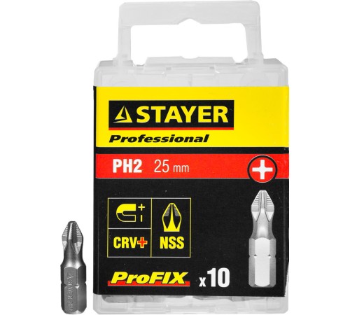 STAYER PH2, 25 мм, 10 шт., биты ProFix Phillips 26201-2-25-10_z01