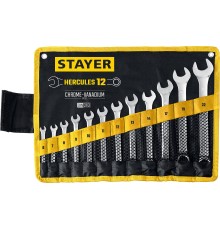STAYER HERCULES, 12 шт, 6 - 22 мм, набор комбинированных гаечных ключей, Professional (27081-H12) STAYER HERCULES, 12 шт, 6 - 22 мм, набор комбинированных гаечных ключей, Professional (27081-H12)