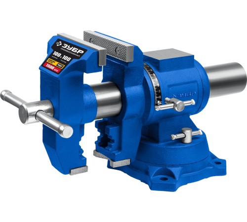 ЗУБР ЭКСПЕРТ-3D, 100 мм, многофункциональные слесарные тиски с поворотом в двух плоскостях на 360°, 32712-100