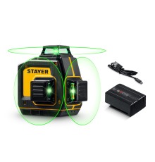 STAYER SL-3D, 50м, точн. +/-0,5 мм/м, зеленый лазерный нивелир (34963) STAYER SL-3D, 50м, точн. +/-0,5 мм/м, зеленый лазерный нивелир (34963)