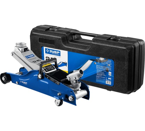 ЗУБР 2,5т, 90-360 мм, домкрат гидравлический подкатной в кейсе T65 43057-2.5-K Профессионал