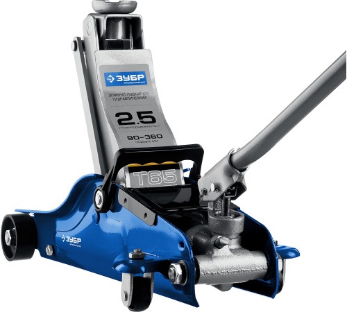 ЗУБР 2,5т, 90-360 мм, домкрат гидравлический подкатной в кейсе T65 43057-2.5-K Профессионал