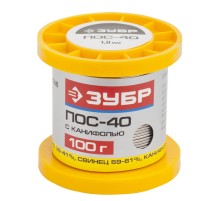 ЗУБР 100 г, 1 мм, трубка, ПОС 40, припой (55451-100-10C)