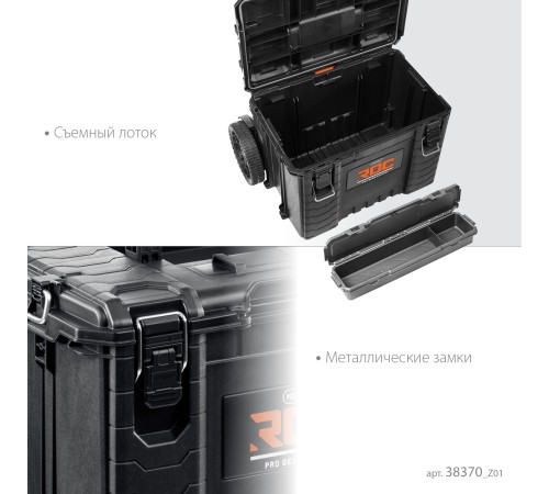 KETER ROC PRO GEAR 2.0 (22″) тележка с пластиковым ящиком (38370)