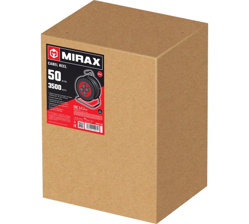 MIRAX ПВС, 3 х 2.5 мм2, 50 м, 3500 Вт, IP44, силовой удлинитель на катушке (55051-50)