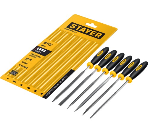 STAYER 150 мм, 6 предм., набор надфилей, Professional (16010-H6) STAYER 150 мм, 6 предм., набор надфилей, Professional (16010-H6)