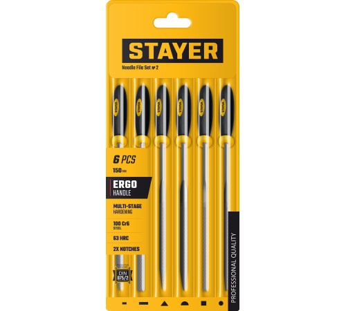 STAYER 150 мм, 6 предм., набор надфилей, Professional (16010-H6) STAYER 150 мм, 6 предм., набор надфилей, Professional (16010-H6)