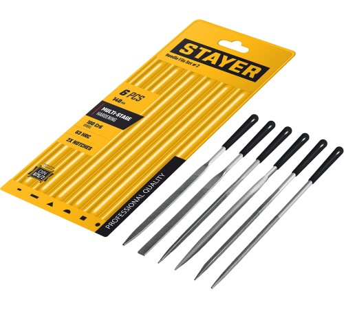 STAYER 140 мм, 6 предм., набор надфилей (1603-10-H6) STAYER 140 мм, 6 предм., набор надфилей (1603-10-H6)