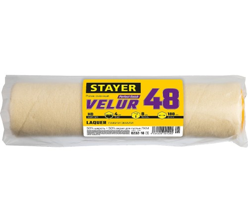 STAYER 180 мм, Ø48 мм, 50% акрил, 50% шерсть, ролик сменный 0232-18_z01 STAYER 180 мм, Ø48 мм, 50% акрил, 50% шерсть, ролик сменный 0232-18_z01