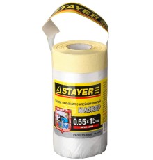 STAYER 15 м, 0.55 м, 9 мкм, с клейкой лентой маскер, защитная пленка, Professional (12255-055-15)