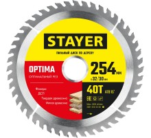STAYER Optima, 254 x 32/30 мм, 40Т, оптимальный рез, пильный диск по дереву (3681-254-32-40)