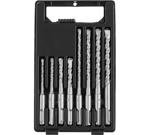 URAGAN 8 шт: 5/6/8/10 х 110. 6/8/10/12 х 160 мм, набор SDS-plus буров (29311-H8)