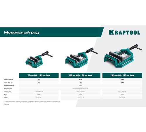 KRAFTOOL DPV-100, 100 мм, станочные сверлильные тиски (32722-100)