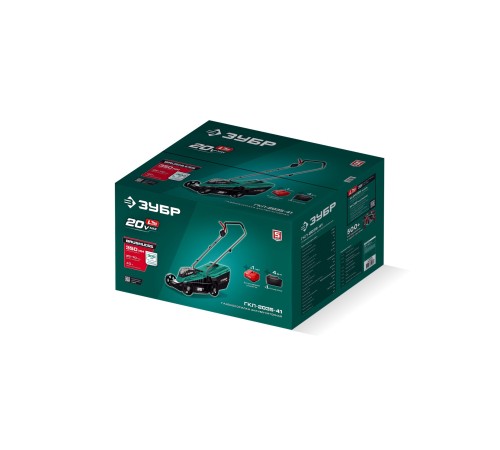 ЗУБР 20 В, 350 мм, 1 АКБ LMS (4 Ач), газонокосилка аккумуляторная бесщеточная (ГКЛ-2035-41)