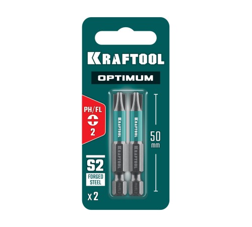 KRAFTOOL OPTIMUM PH/FL 2, 50 мм, 2 шт, биты (261221-2-50-2)