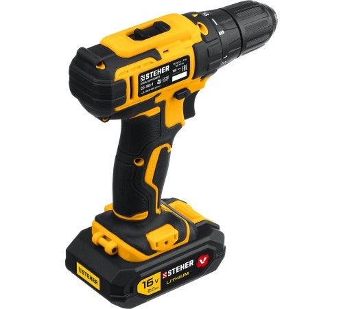 STEHER 16 В, 35 Н·м, 1 АКБ (2 А·ч), дрель-шуруповерт, кейс (CD-160-1)